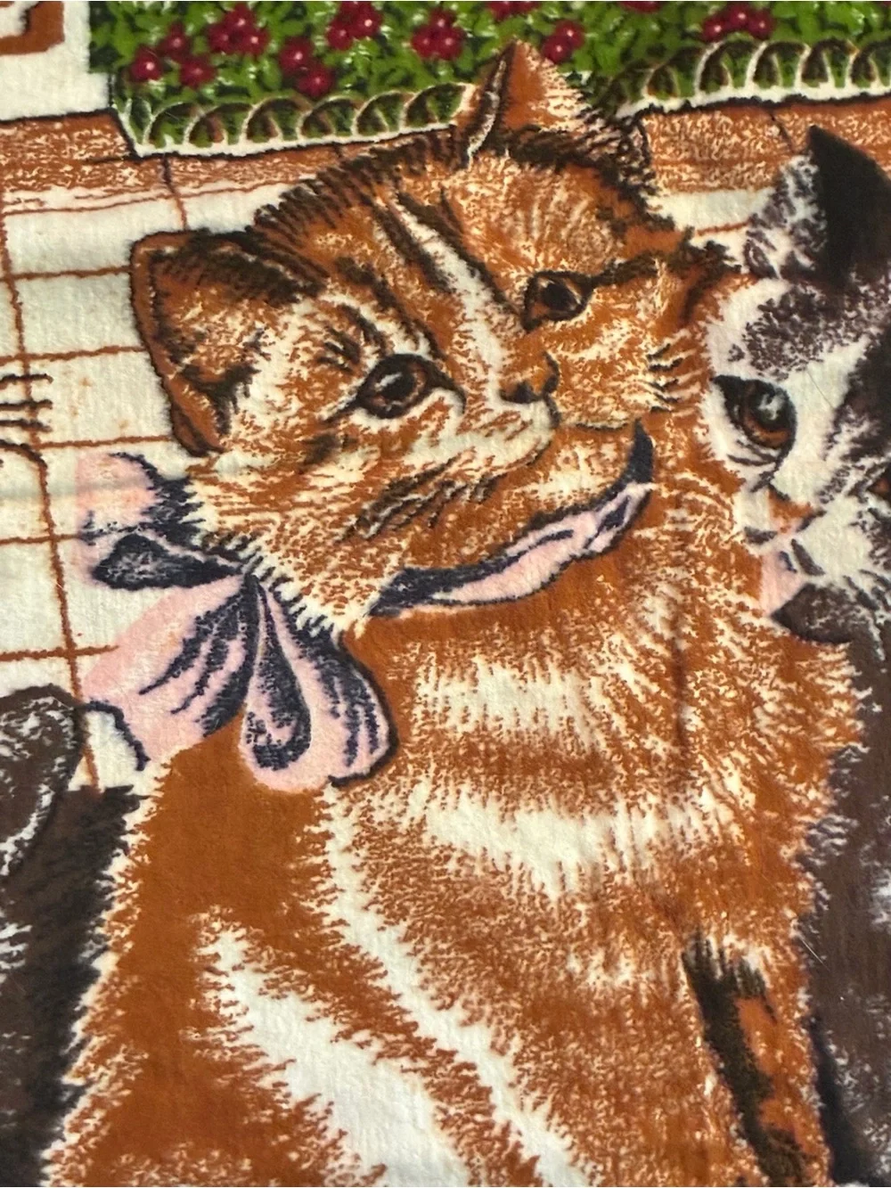 Vintage Kittens Wall Hanging Tapestry 38x55 Cottagecore Cats Decor Large